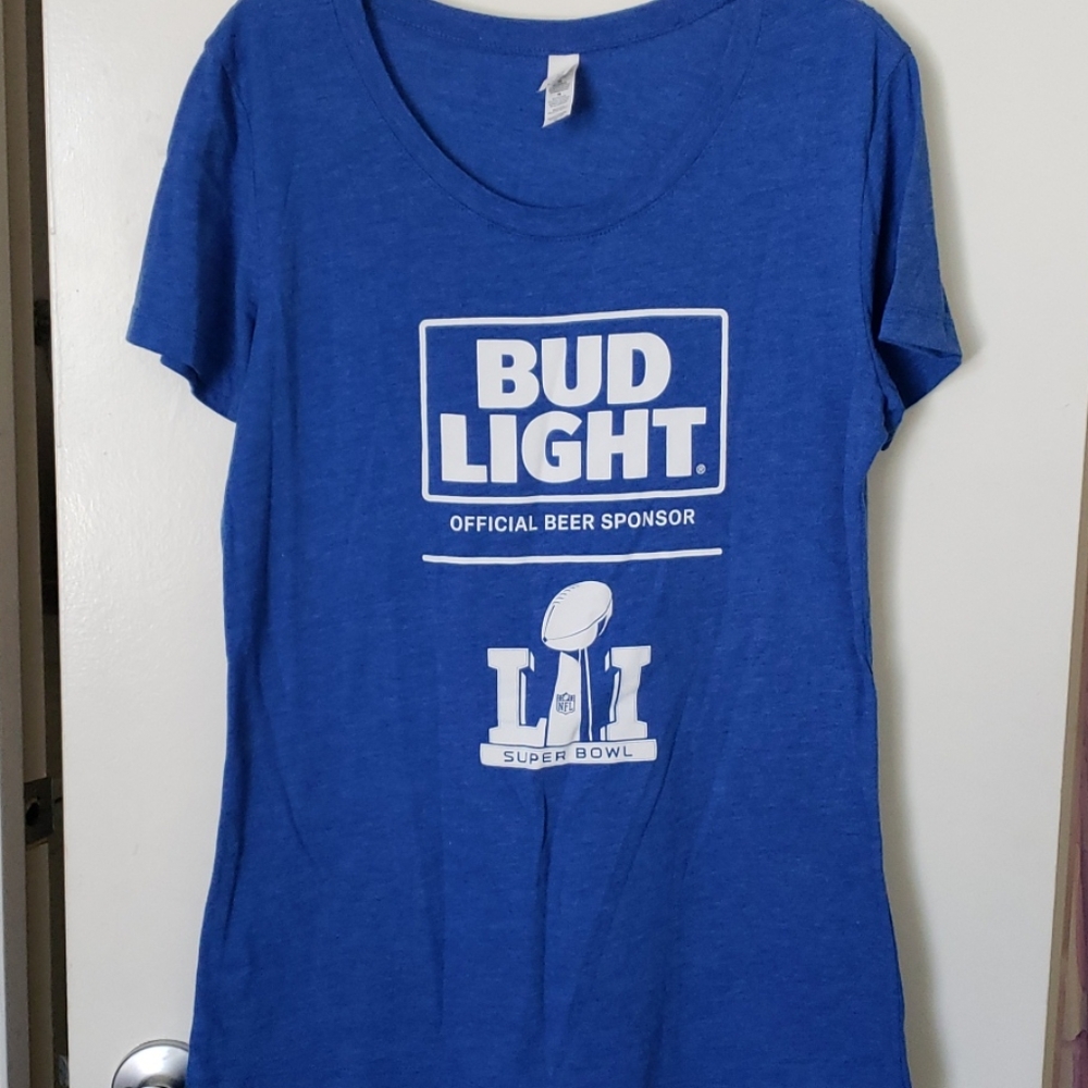 Super Bowl LI NFL Bud Light Budweiser girl t-shirt